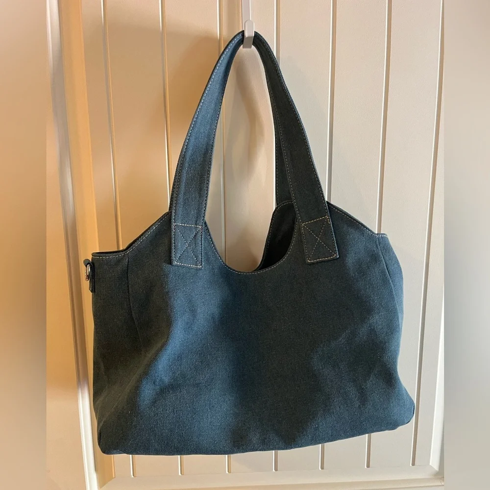 True Religion Dark Blue Tote with Stitch Detail - Picture 2 of 4